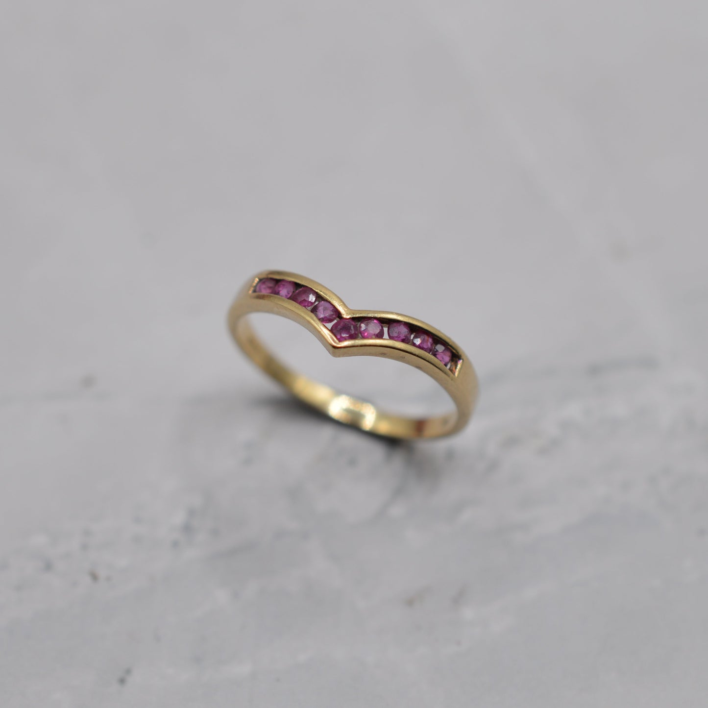1980s 9ct Gold Ruby Wishbone Ring