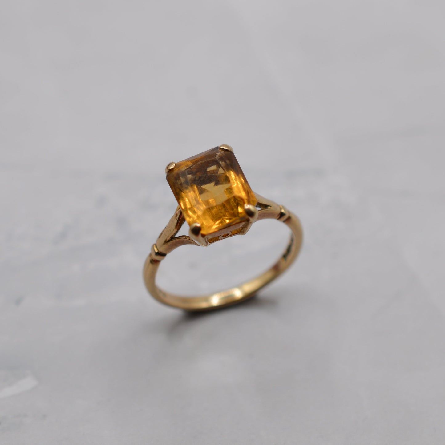 1960s Vintage 9ct Gold Citrine Solitaire Ring