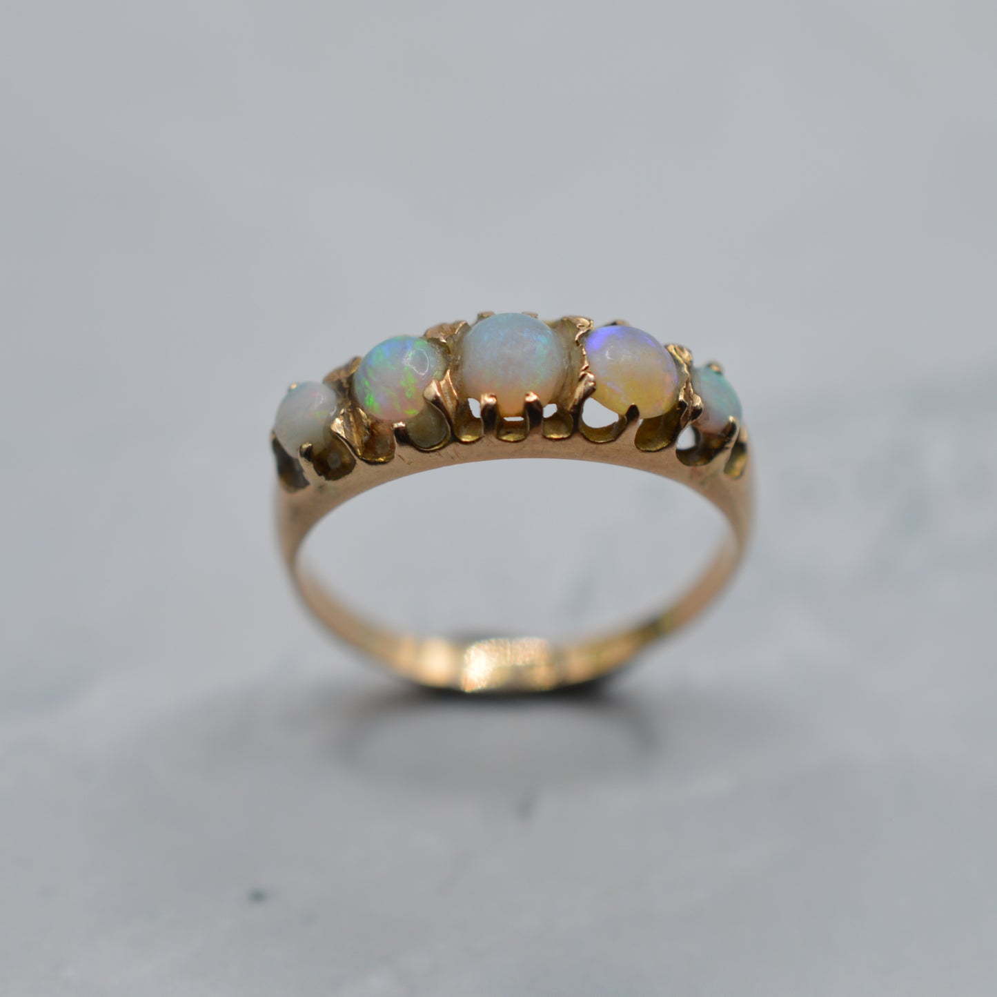 Antique Victorian 15ct Gold Opal Five-Stone Ring