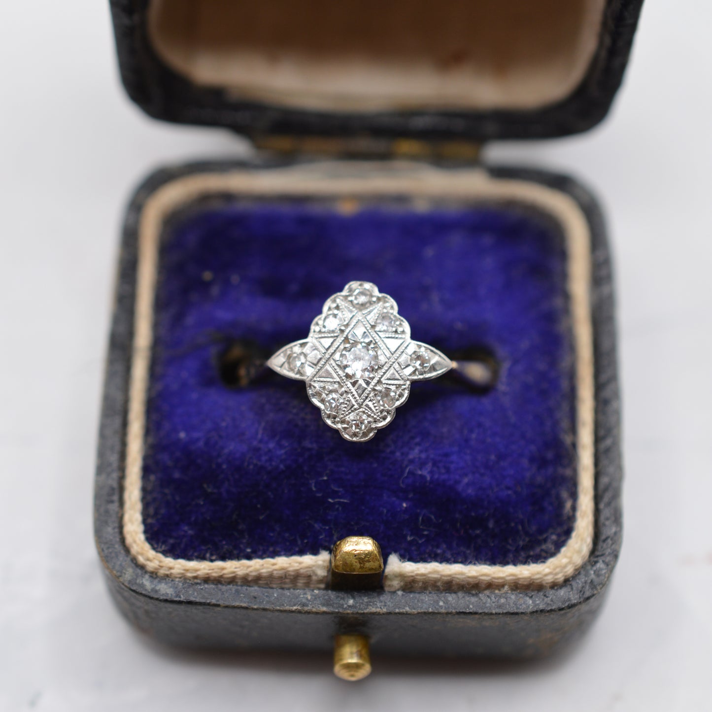 Antique Art Deco 18ct Gold & Platinum Diamond Cluster Ring