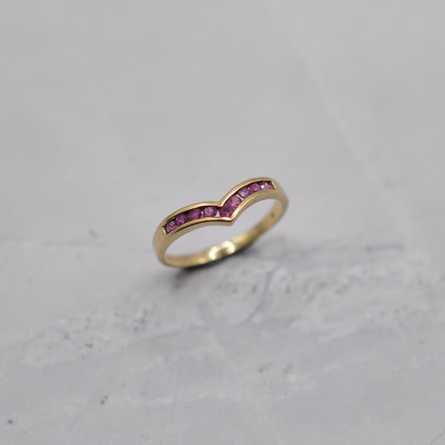 1980s 9ct Gold Ruby Wishbone Ring