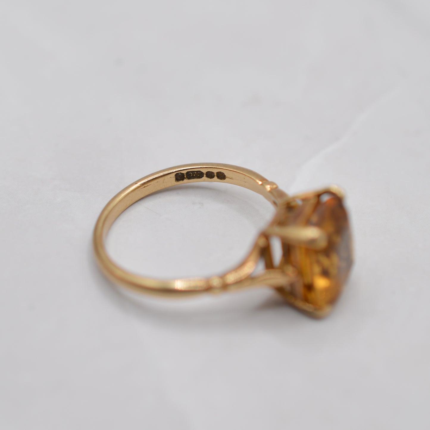 1960s Vintage 9ct Gold Citrine Solitaire Ring