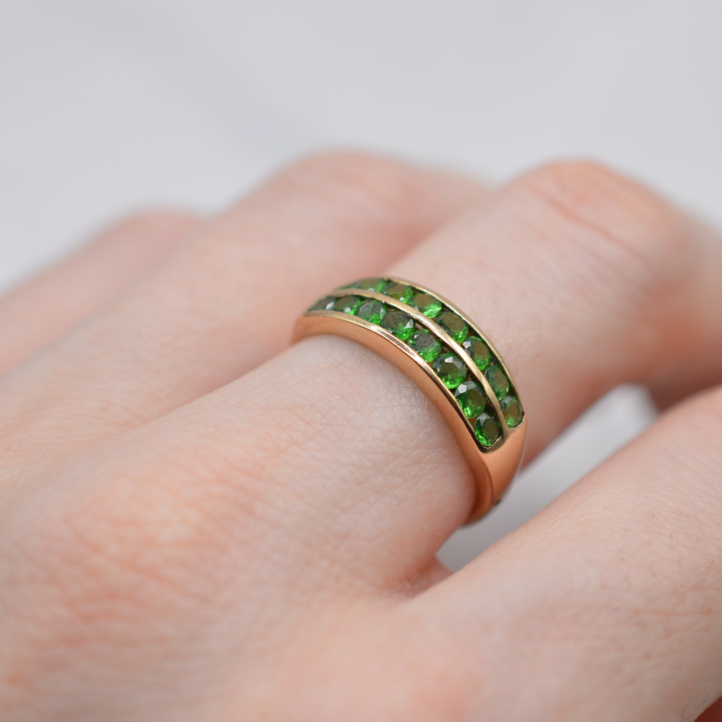 9ct Gold Green Garnet Double-Row Ring