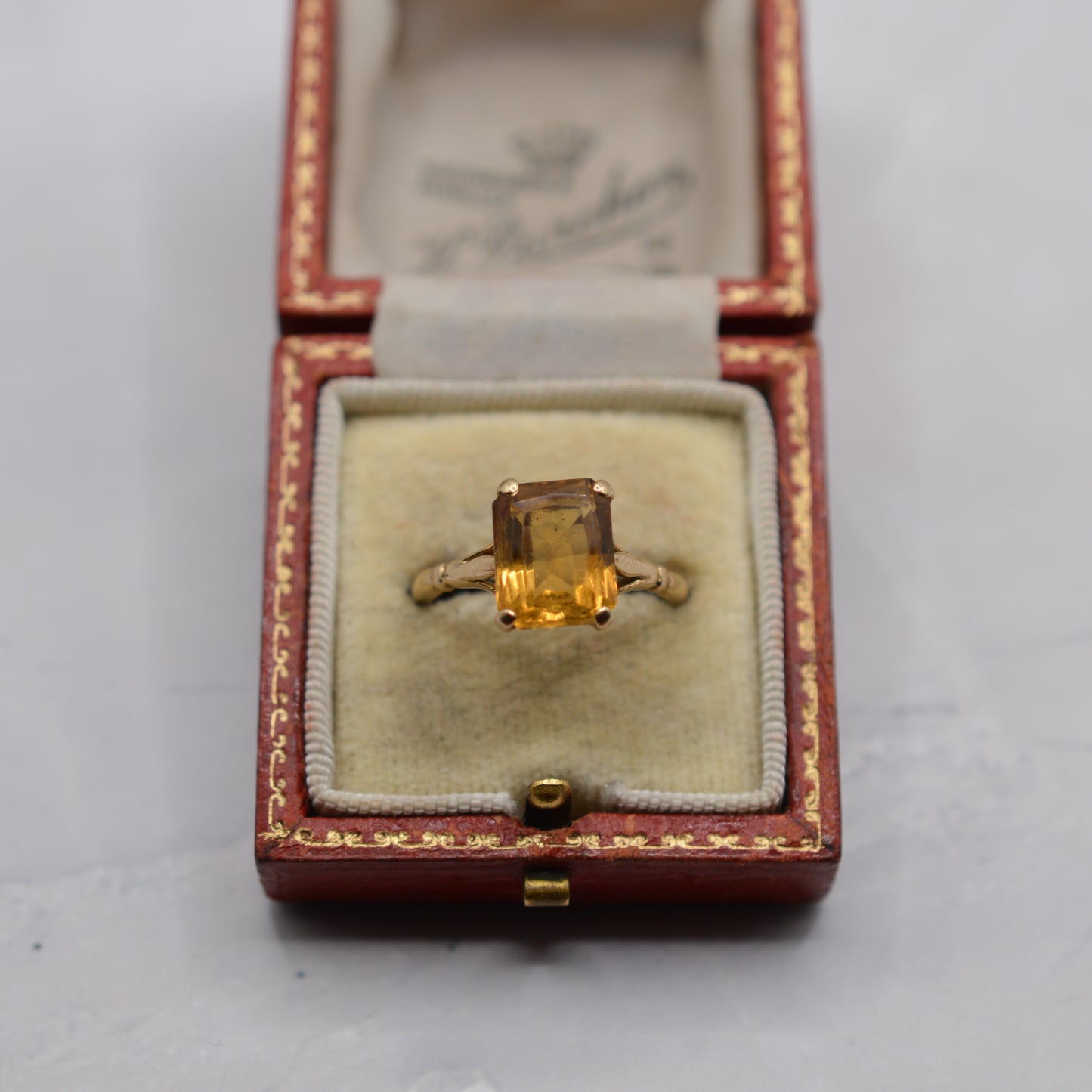 1960s Vintage 9ct Gold Citrine Solitaire Ring