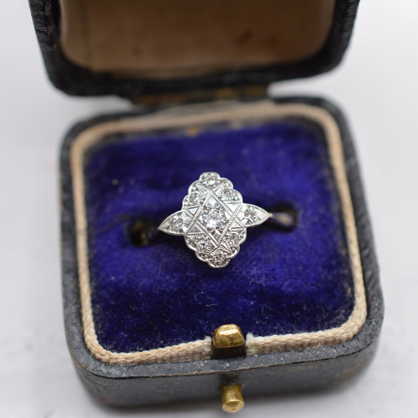 Antique Art Deco 18ct Gold & Platinum Diamond Cluster Ring