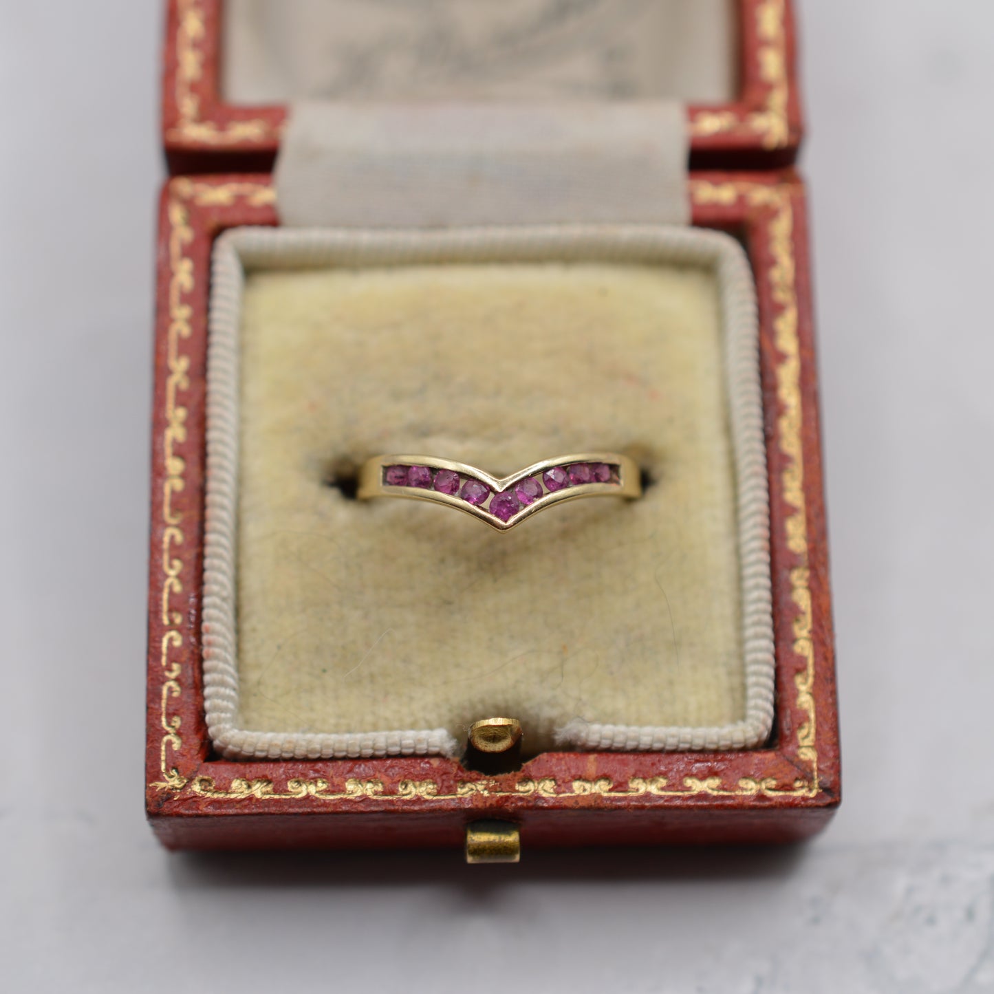1980s 9ct Gold Ruby Wishbone Ring