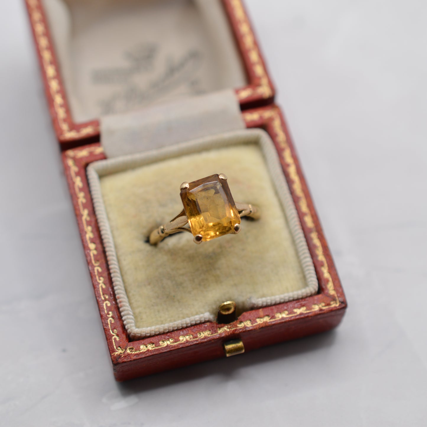 1960s Vintage 9ct Gold Citrine Solitaire Ring