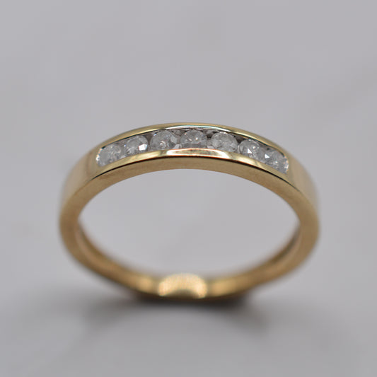 Y2K 9ct Gold Diamond Half-Eternity Ring
