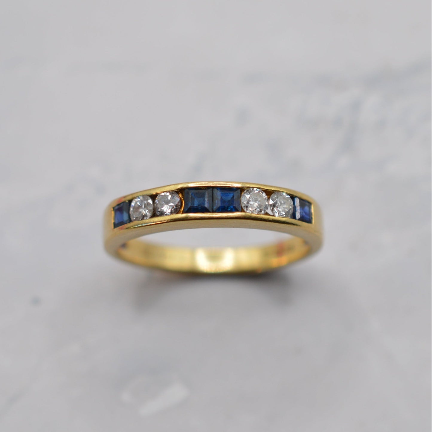 1990s 18ct Gold Sapphire & Diamond Half-Eternity Ring