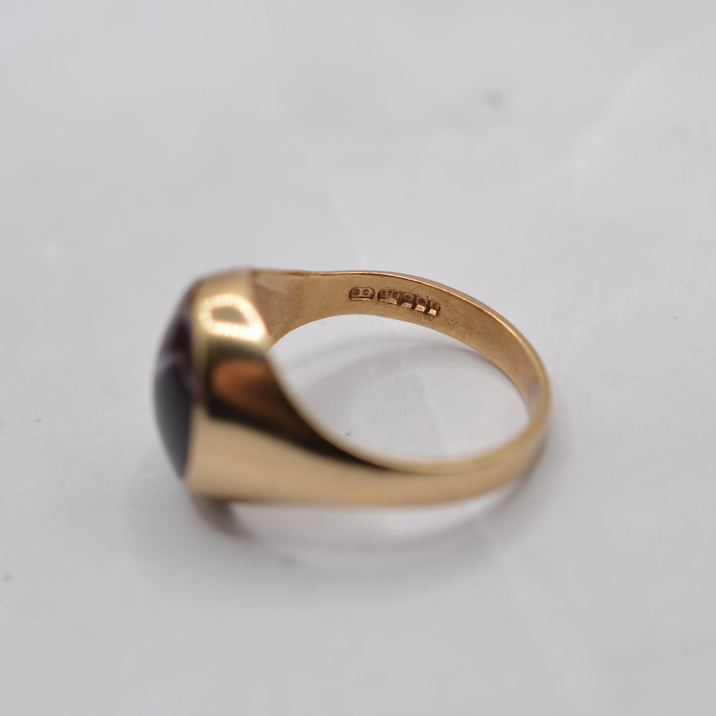 Chunky 1990s 9ct Gold Blue John Signet Ring