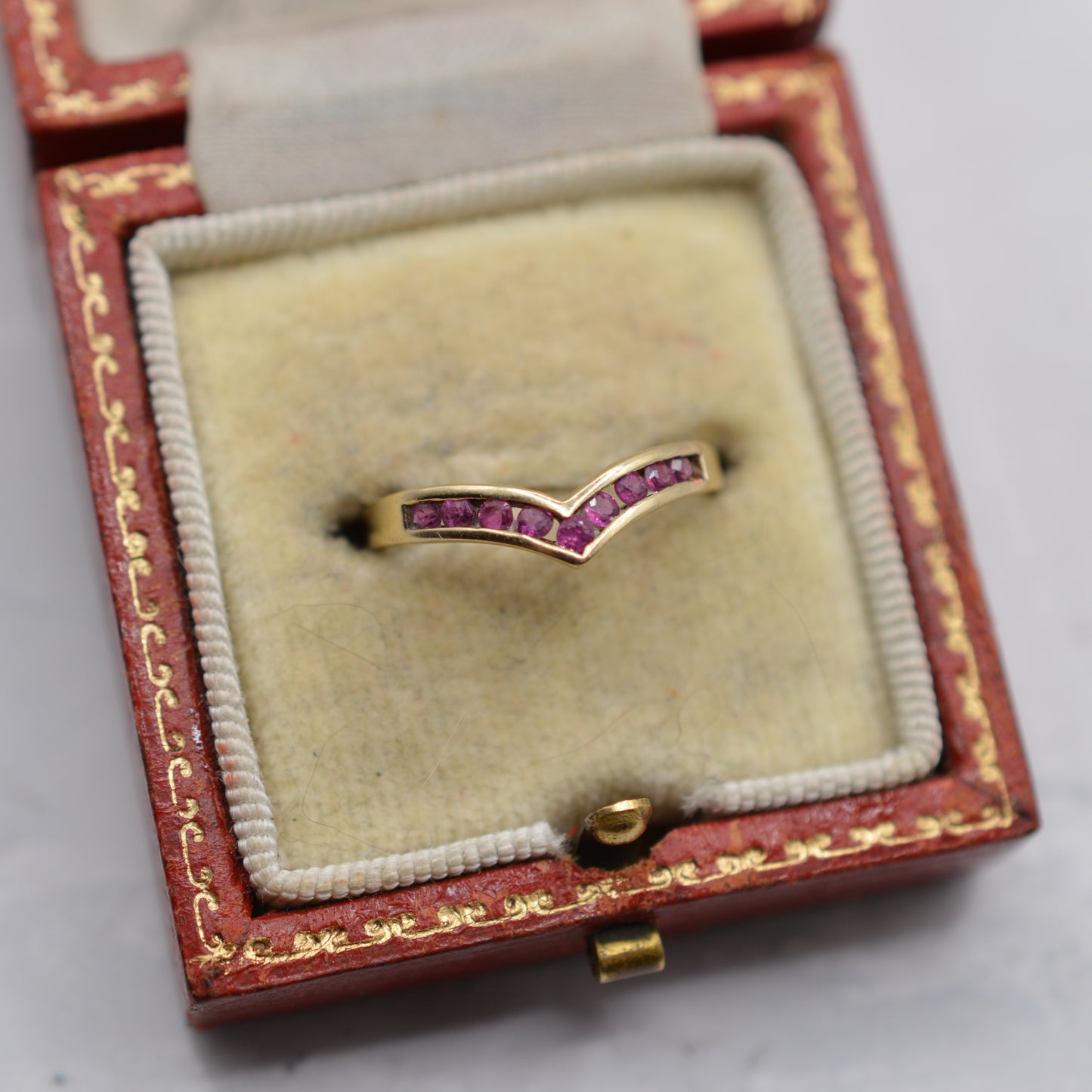 1980s 9ct Gold Ruby Wishbone Ring