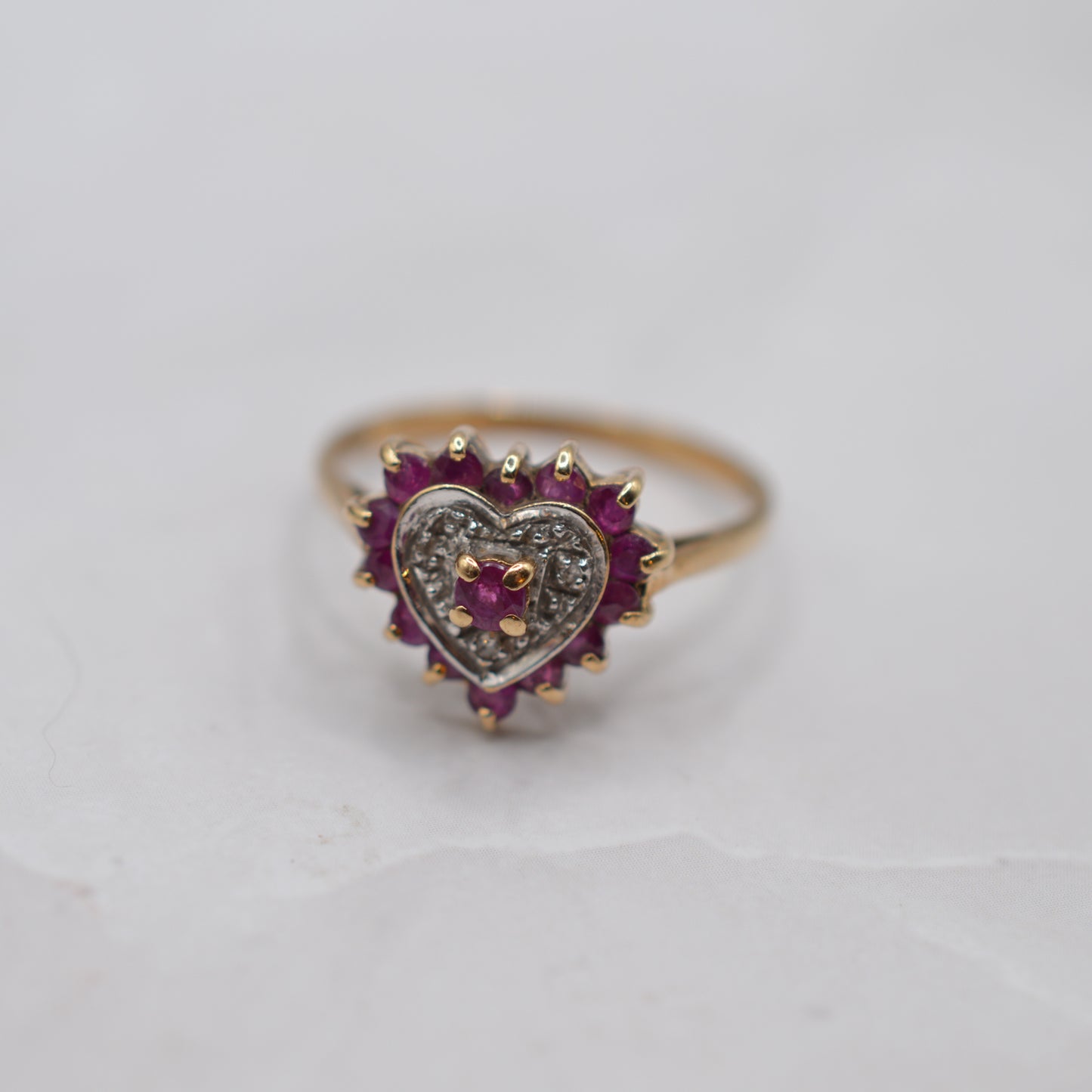 9ct Gold Ruby & Diamond Heart Ring