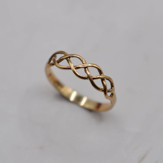 1980s Vintage 9ct Gold Celtic Braid Ring