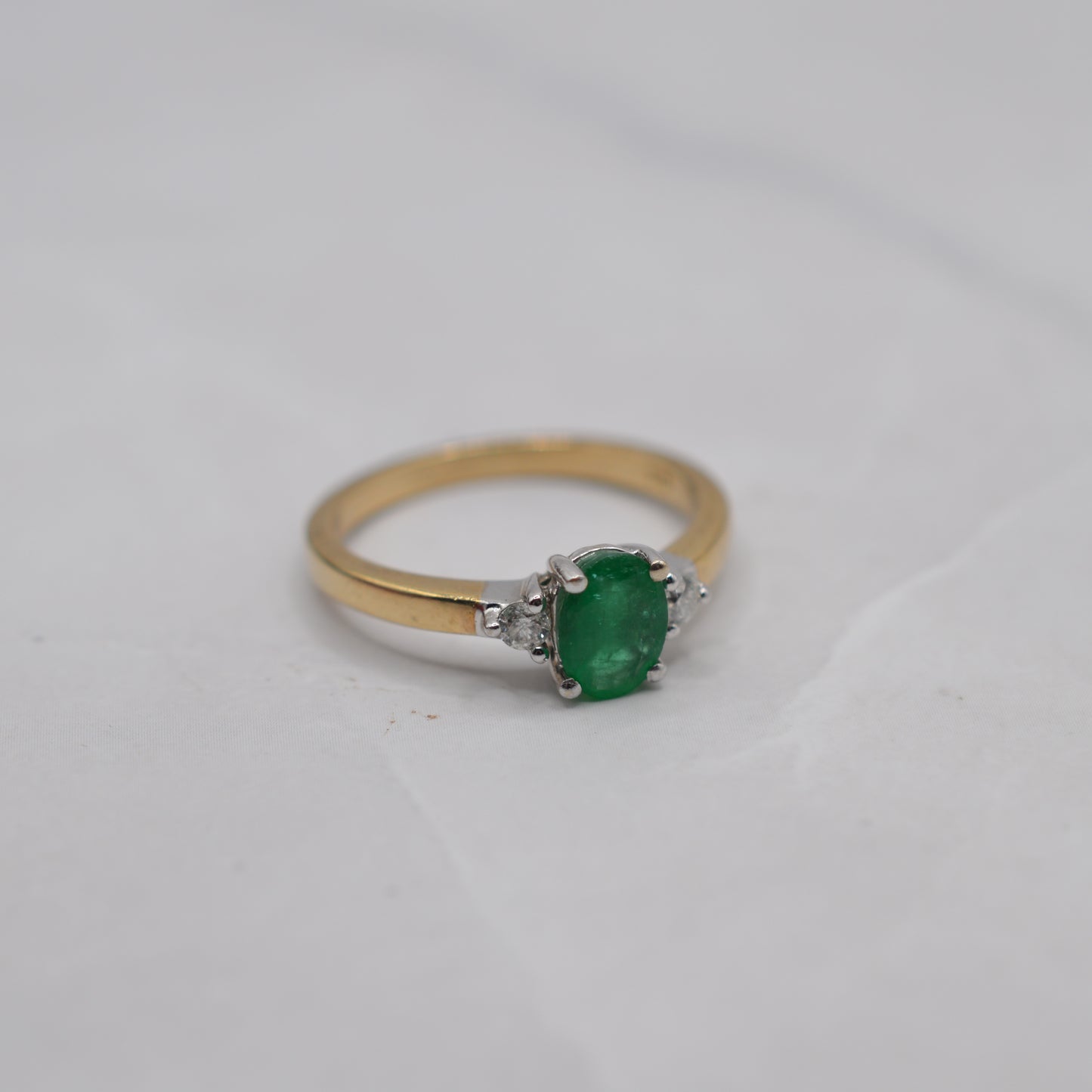 9ct Gold Emerald & Diamond Trilogy Ring