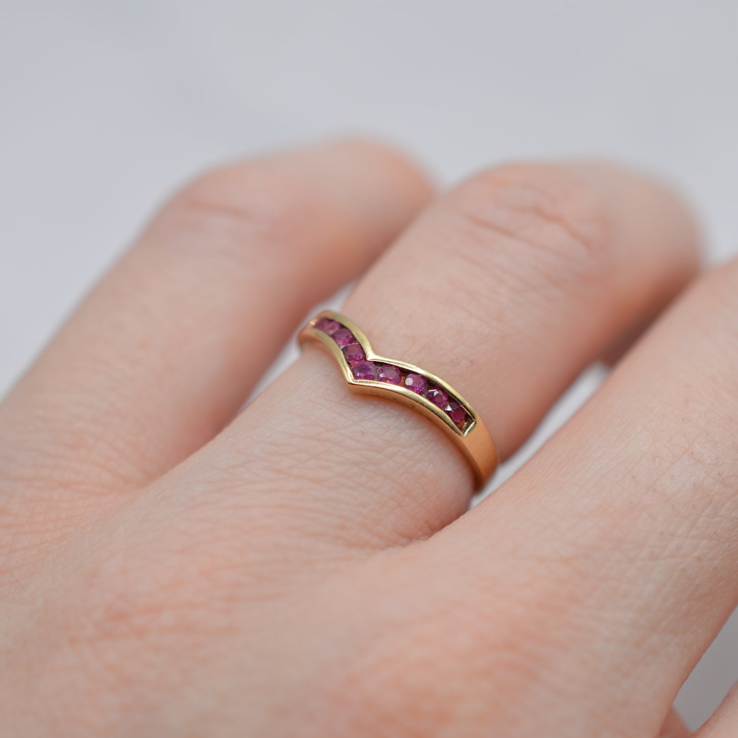 1980s 9ct Gold Ruby Wishbone Ring