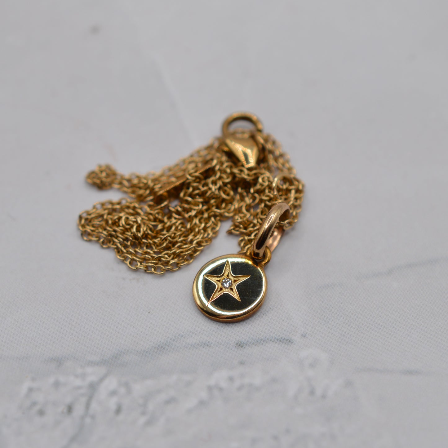 1997 Liberty London 9ct Gold Diamond Star-Set Pendant Necklace (18”)