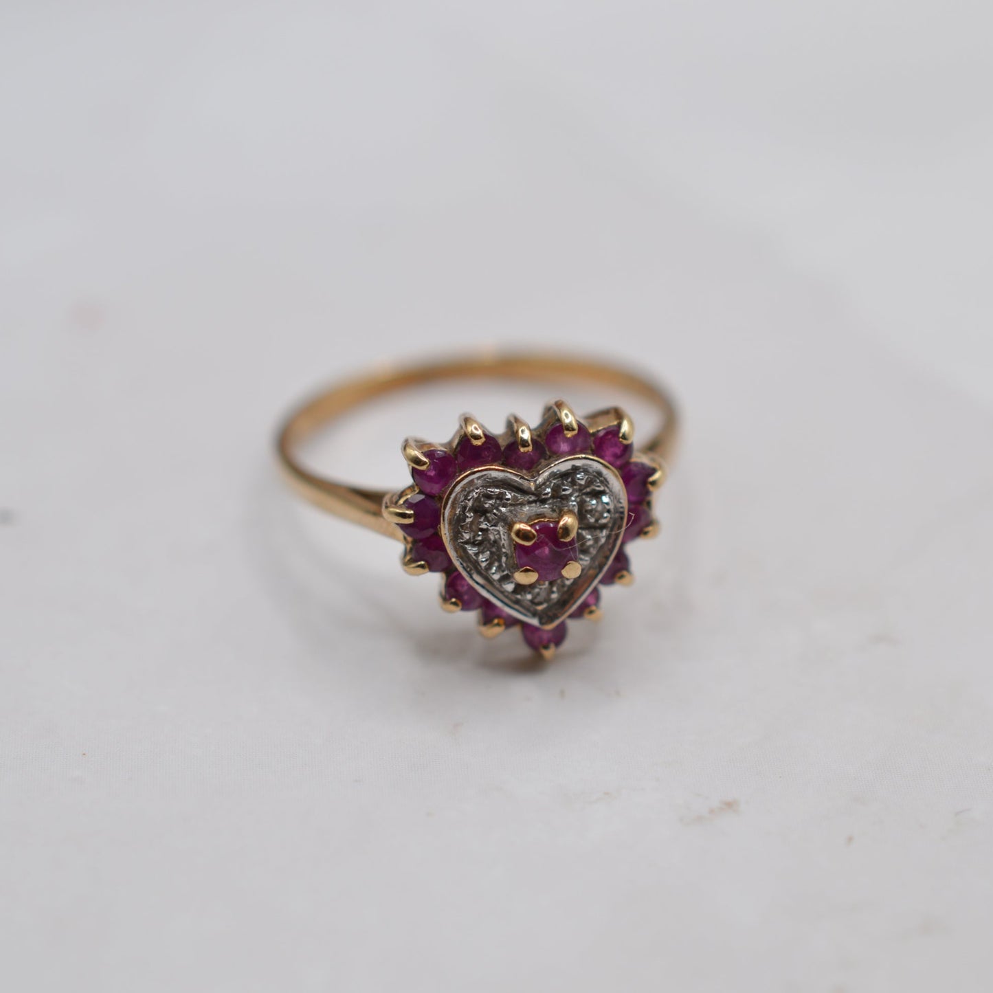 9ct Gold Ruby & Diamond Heart Ring