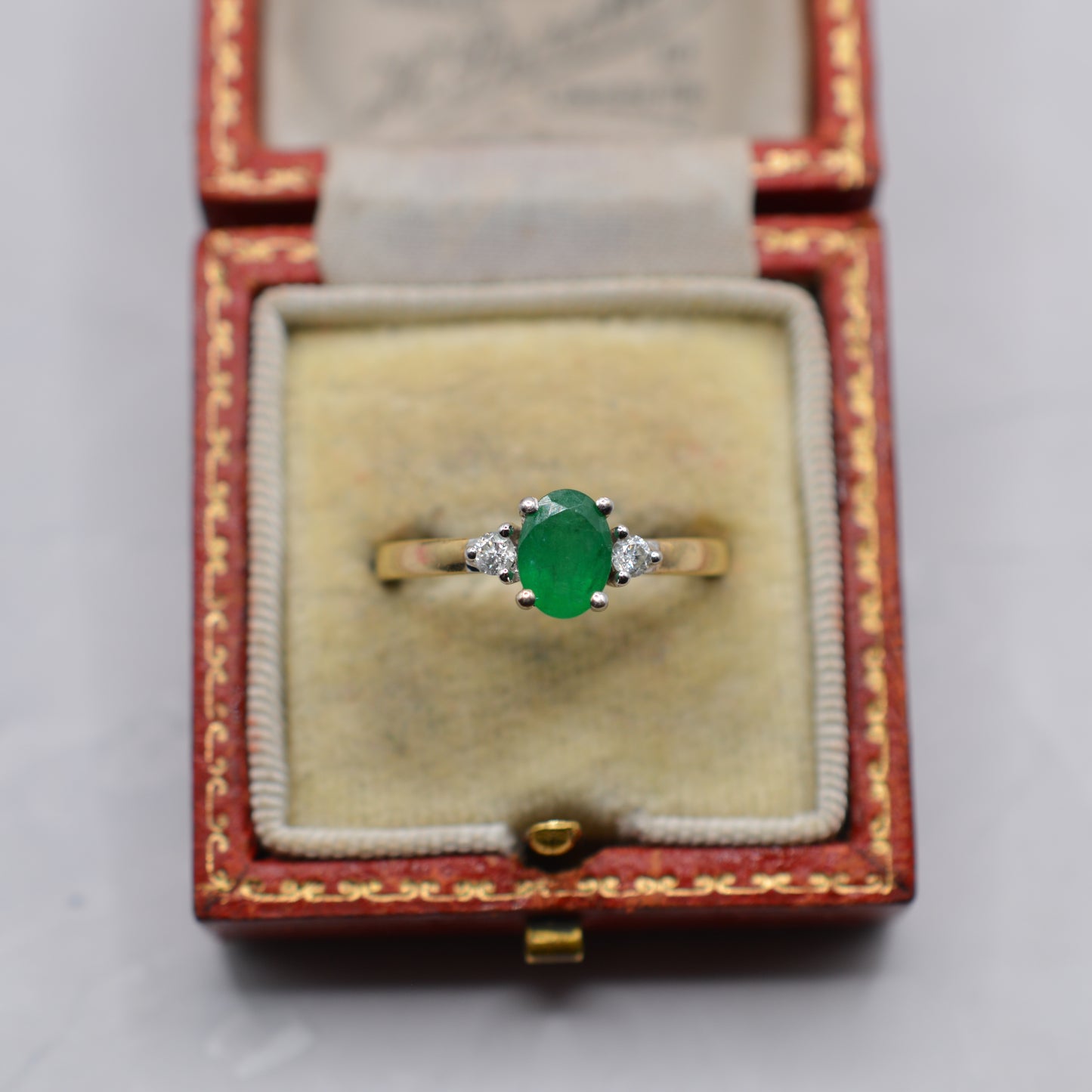 9ct Gold Emerald & Diamond Trilogy Ring