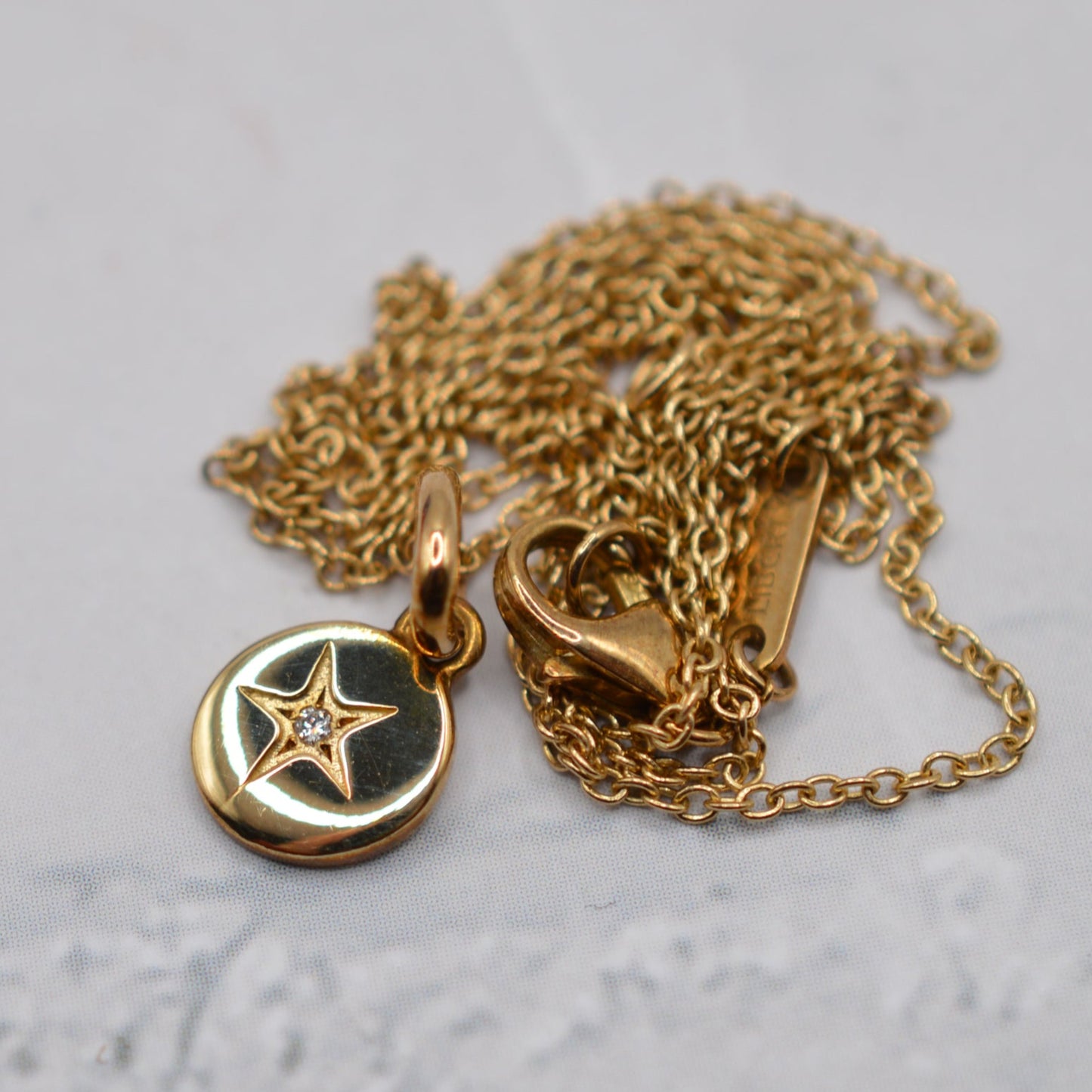 1997 Liberty London 9ct Gold Diamond Star-Set Pendant Necklace (18”)