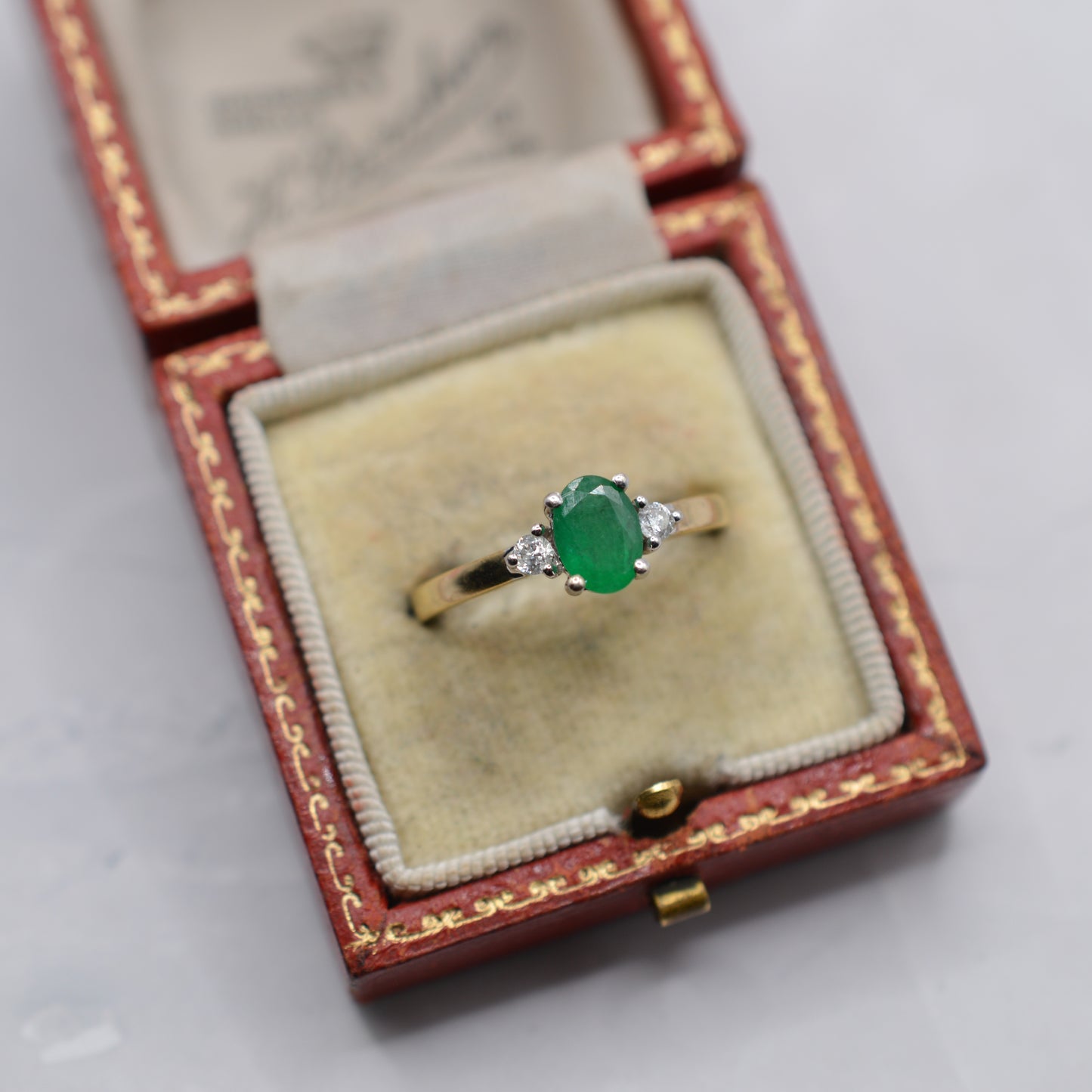 9ct Gold Emerald & Diamond Trilogy Ring