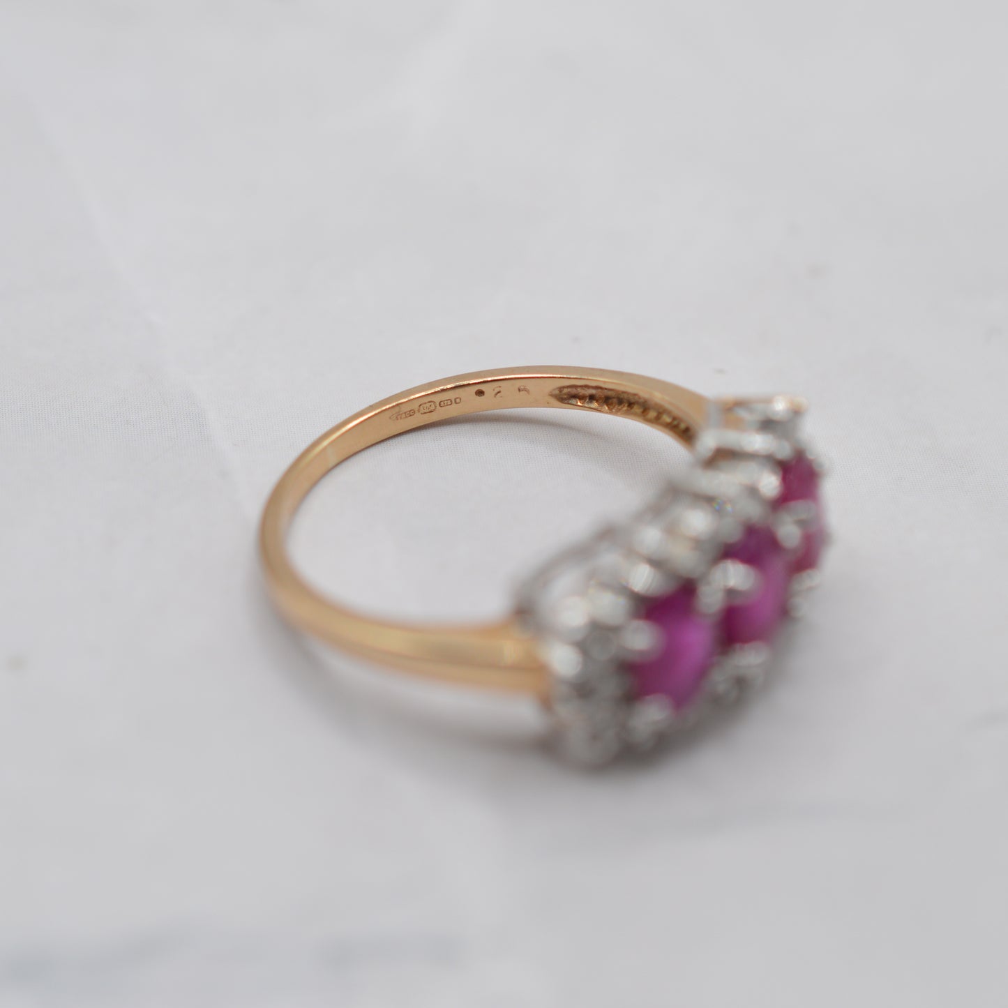 9ct Gold Ruby & Diamond Trilogy Cluster Ring