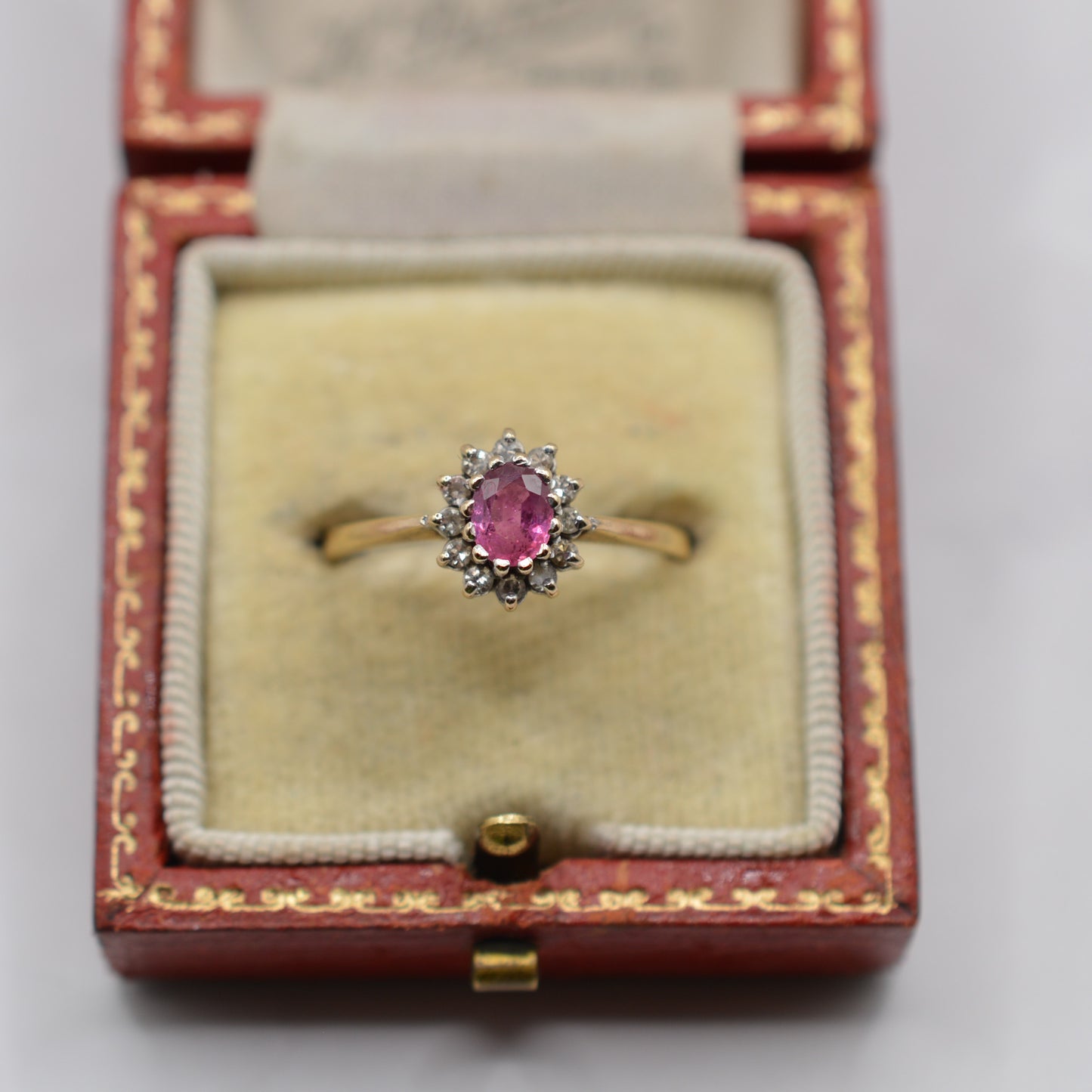 1980s Vintage 9ct Gold Ruby & Diamond Cluster Ring