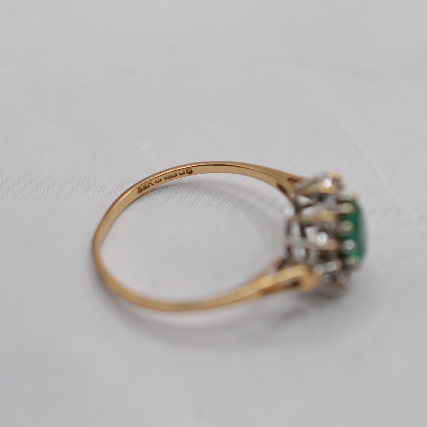 1980s 9ct Gold Emerald & CZ Cluster Ring