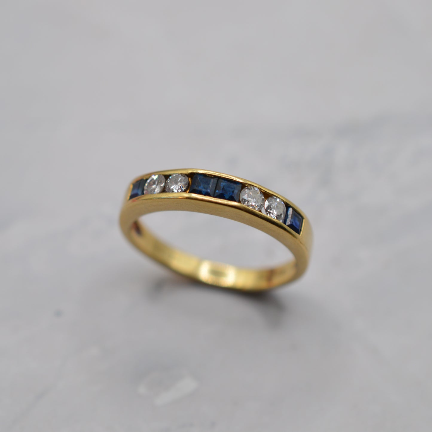 1990s 18ct Gold Sapphire & Diamond Half-Eternity Ring