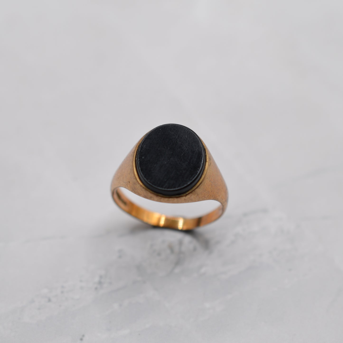 1960s Chunky Vintage 9ct Gold Onyx Signet Ring