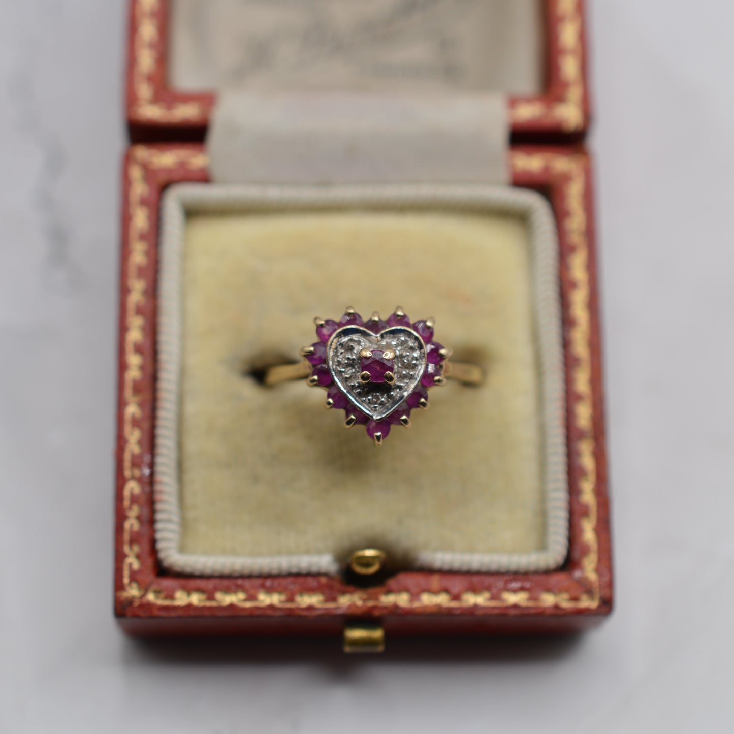 9ct Gold Ruby & Diamond Heart Ring