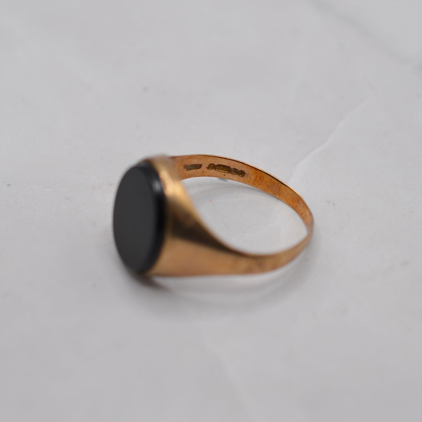 1960s Chunky Vintage 9ct Gold Onyx Signet Ring