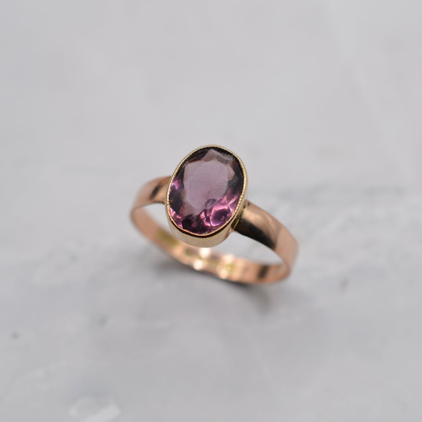 Antique 1919 9ct Gold Tourmaline Bezel-Set Ring