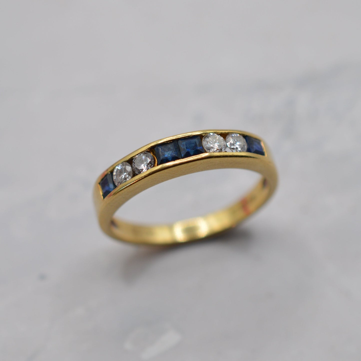 1990s 18ct Gold Sapphire & Diamond Half-Eternity Ring
