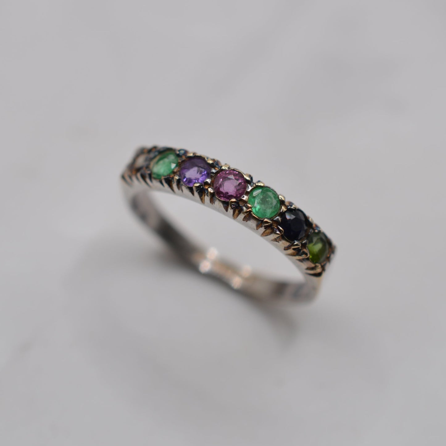 1980s Vintage 9ct White Gold ‘DEAREST’ Acrostic Half-Eternity Ring