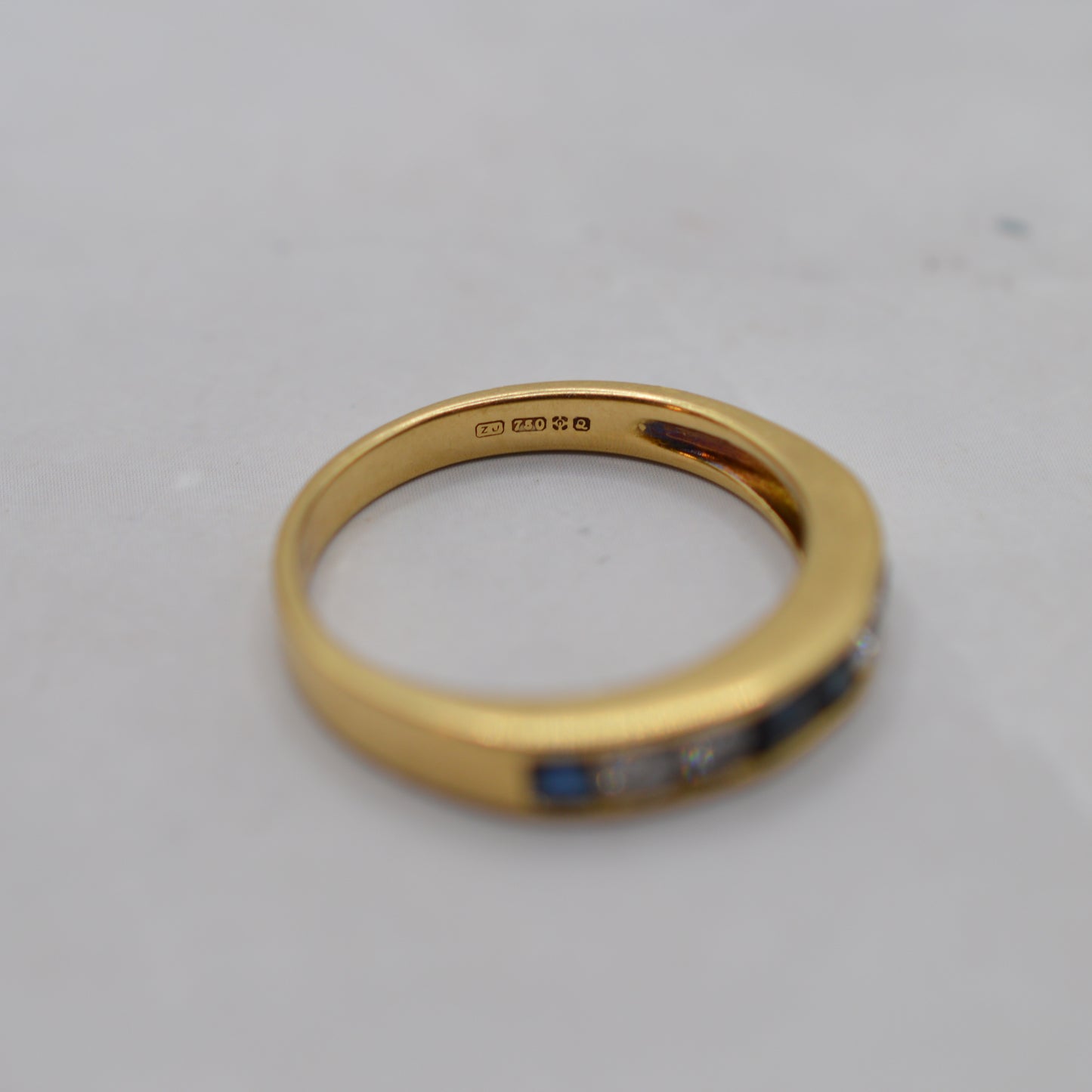 1990s 18ct Gold Sapphire & Diamond Half-Eternity Ring