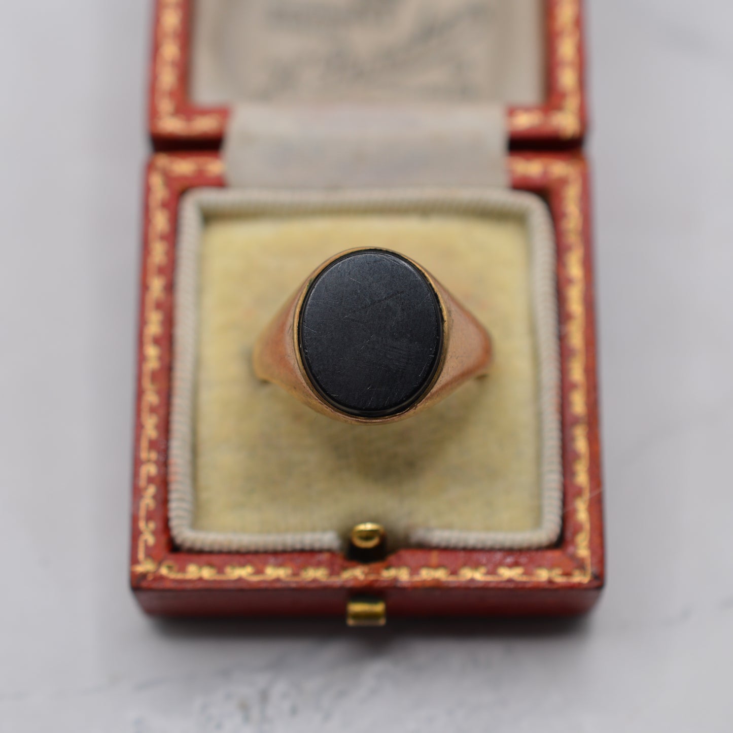 1960s Chunky Vintage 9ct Gold Onyx Signet Ring