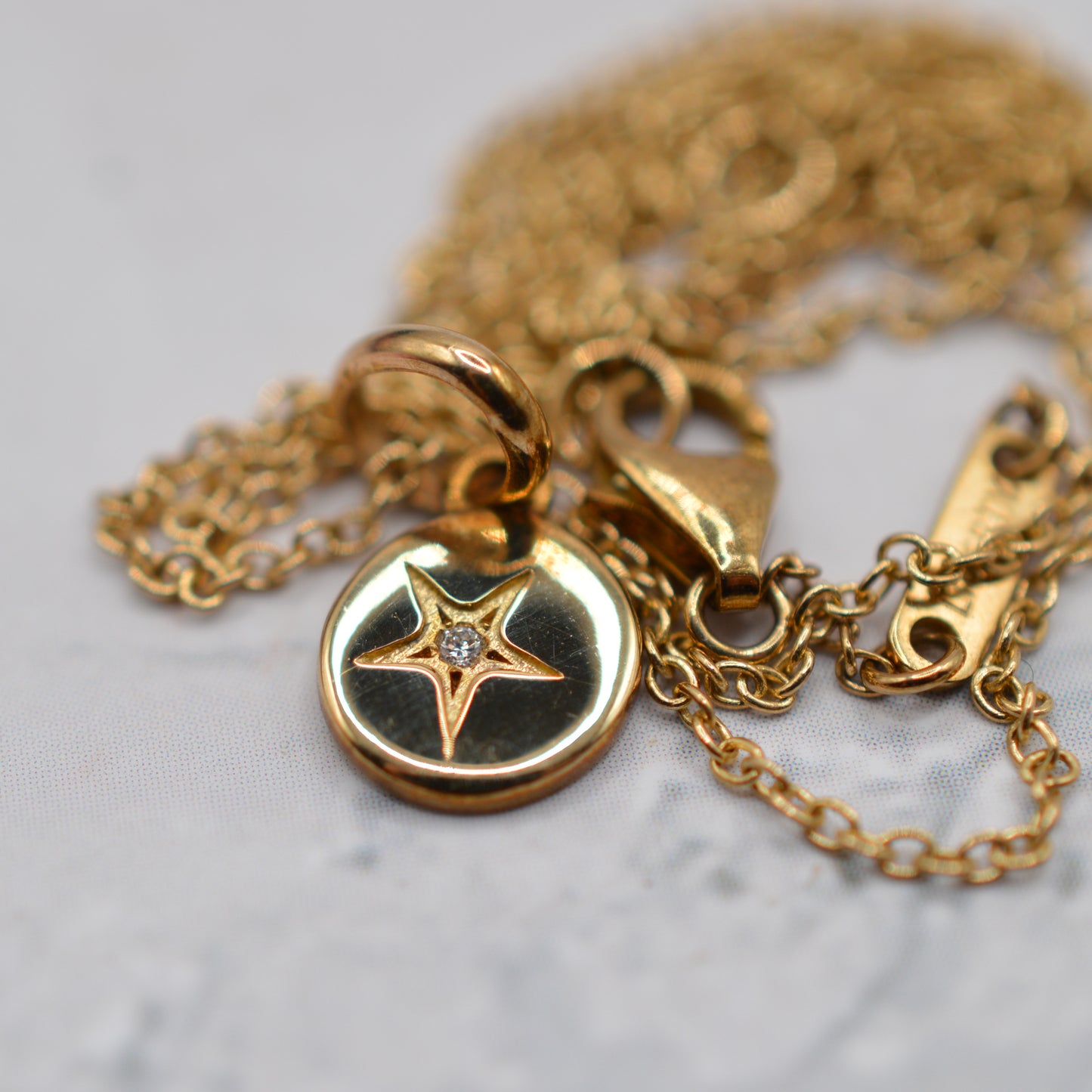1997 Liberty London 9ct Gold Diamond Star-Set Pendant Necklace (18”)
