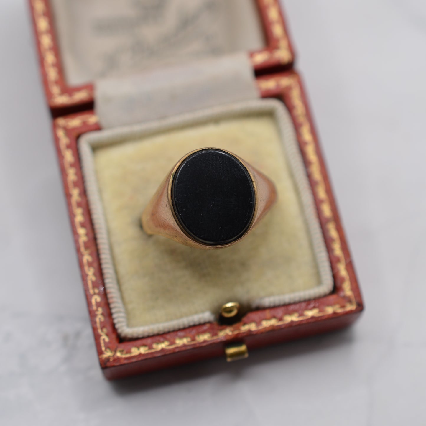 1960s Chunky Vintage 9ct Gold Onyx Signet Ring