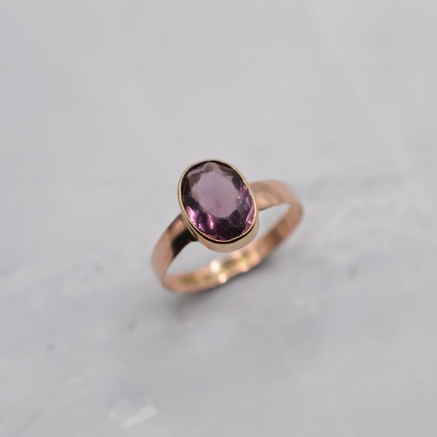 Antique 1919 9ct Gold Tourmaline Bezel-Set Ring