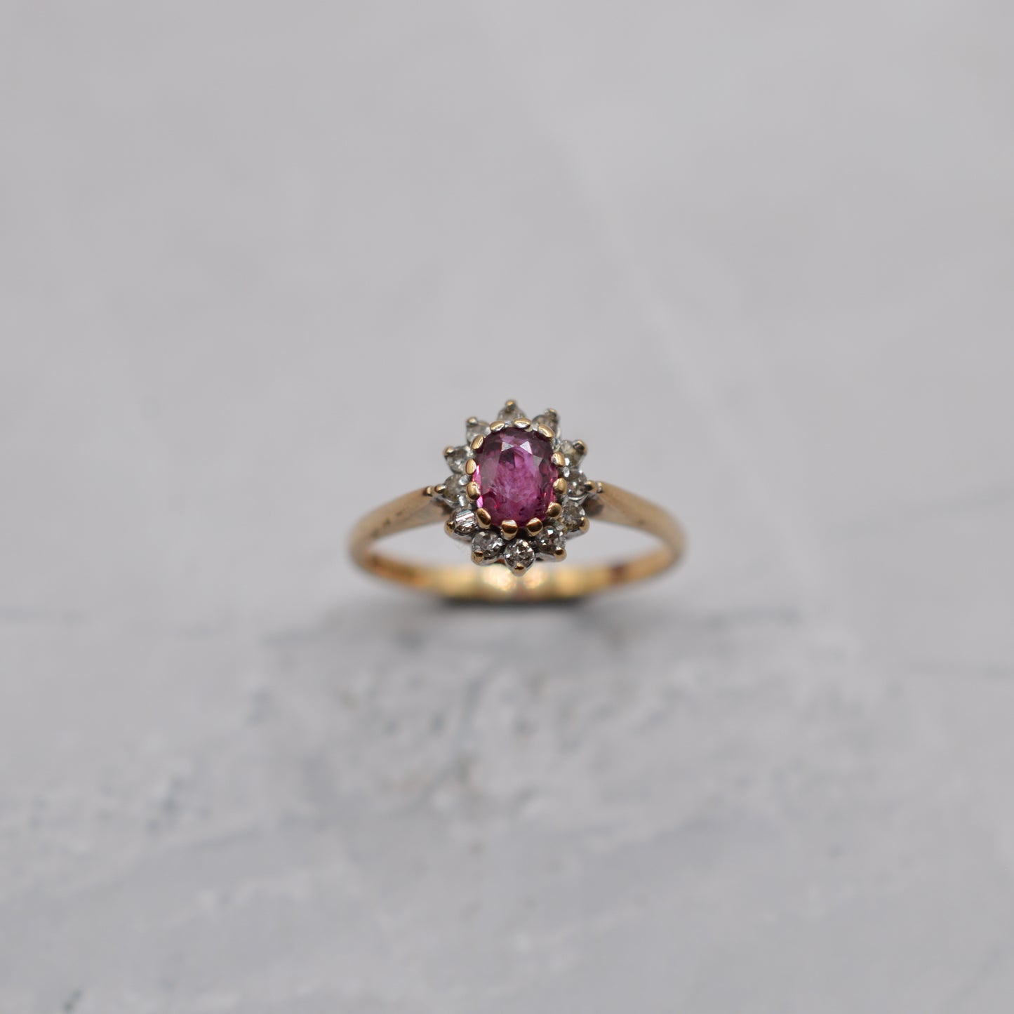 1980s 9ct Gold Ruby & Diamond Cluster Ring