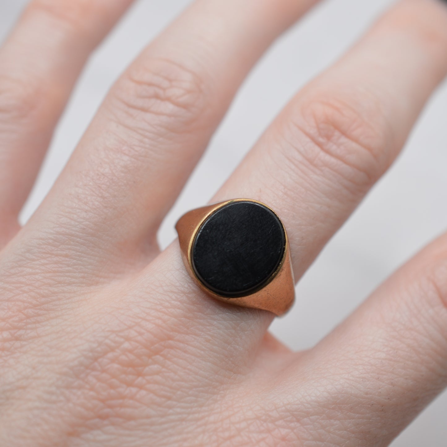 1960s Chunky Vintage 9ct Gold Onyx Signet Ring