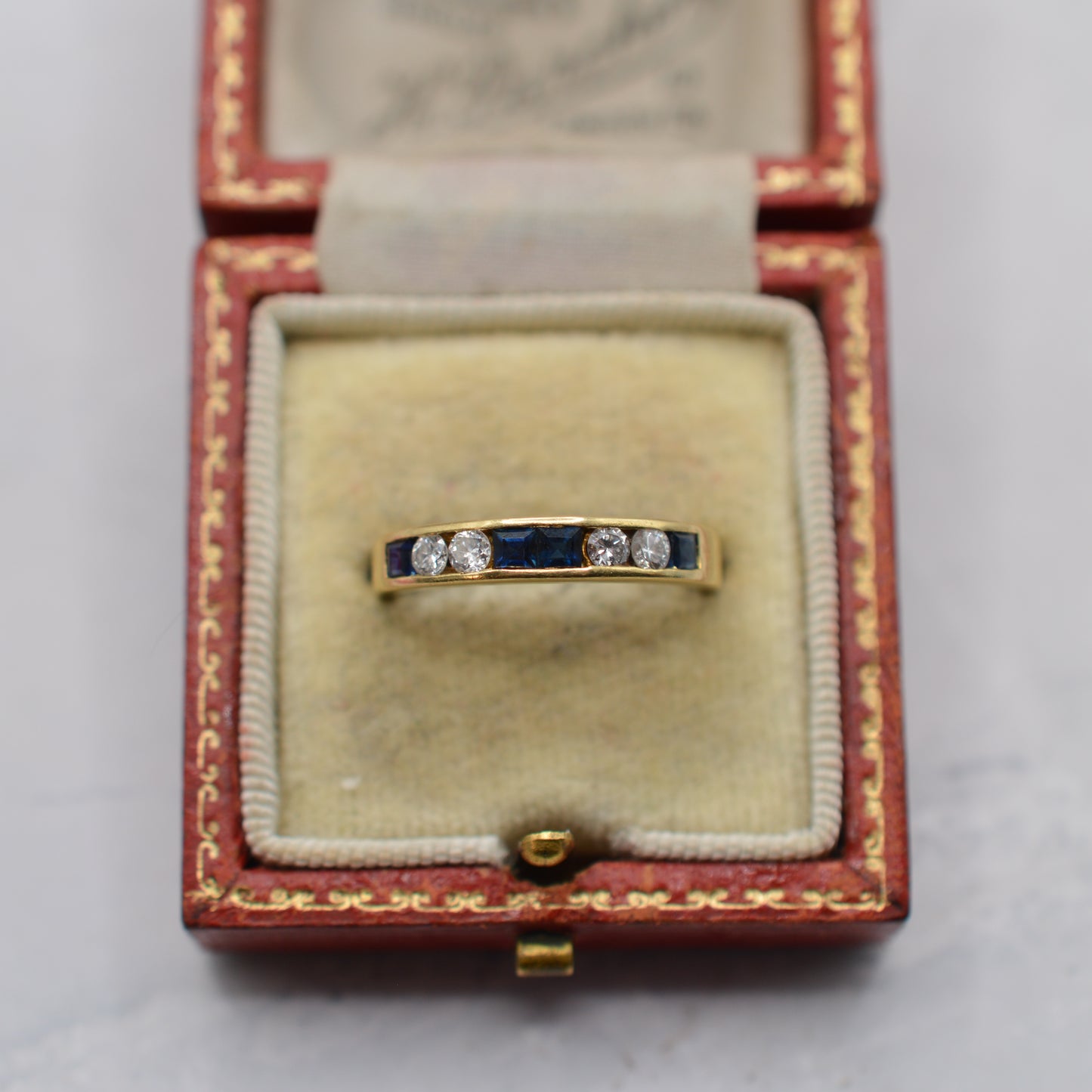 1990s 18ct Gold Sapphire & Diamond Half-Eternity Ring