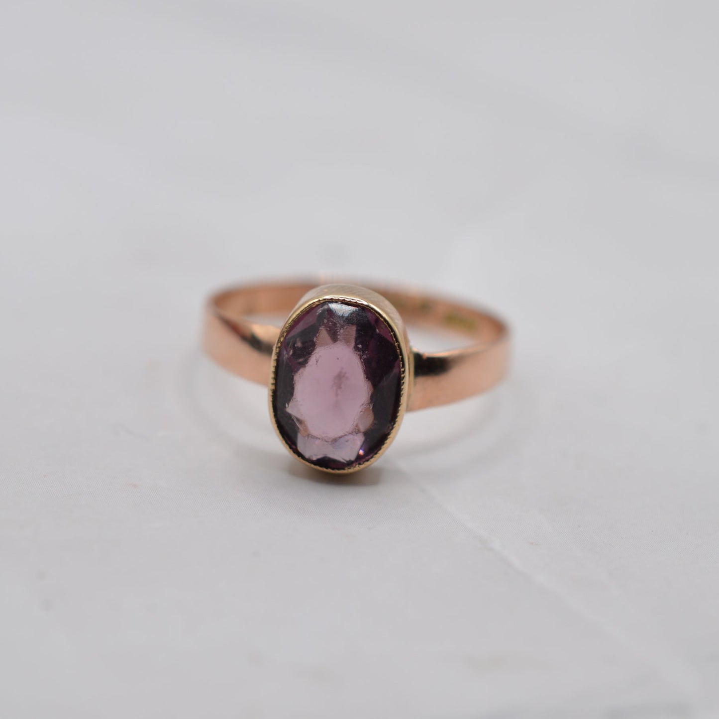 Antique 1919 9ct Gold Tourmaline Bezel-Set Ring