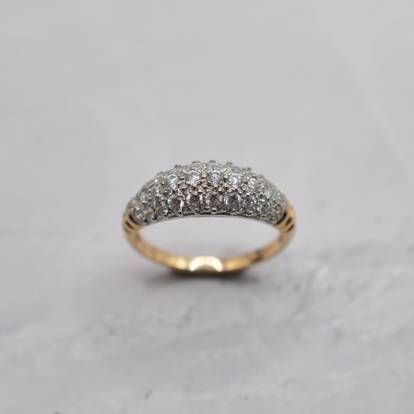 Chunky 9ct Gold Cubic Zirconia Dome Ring