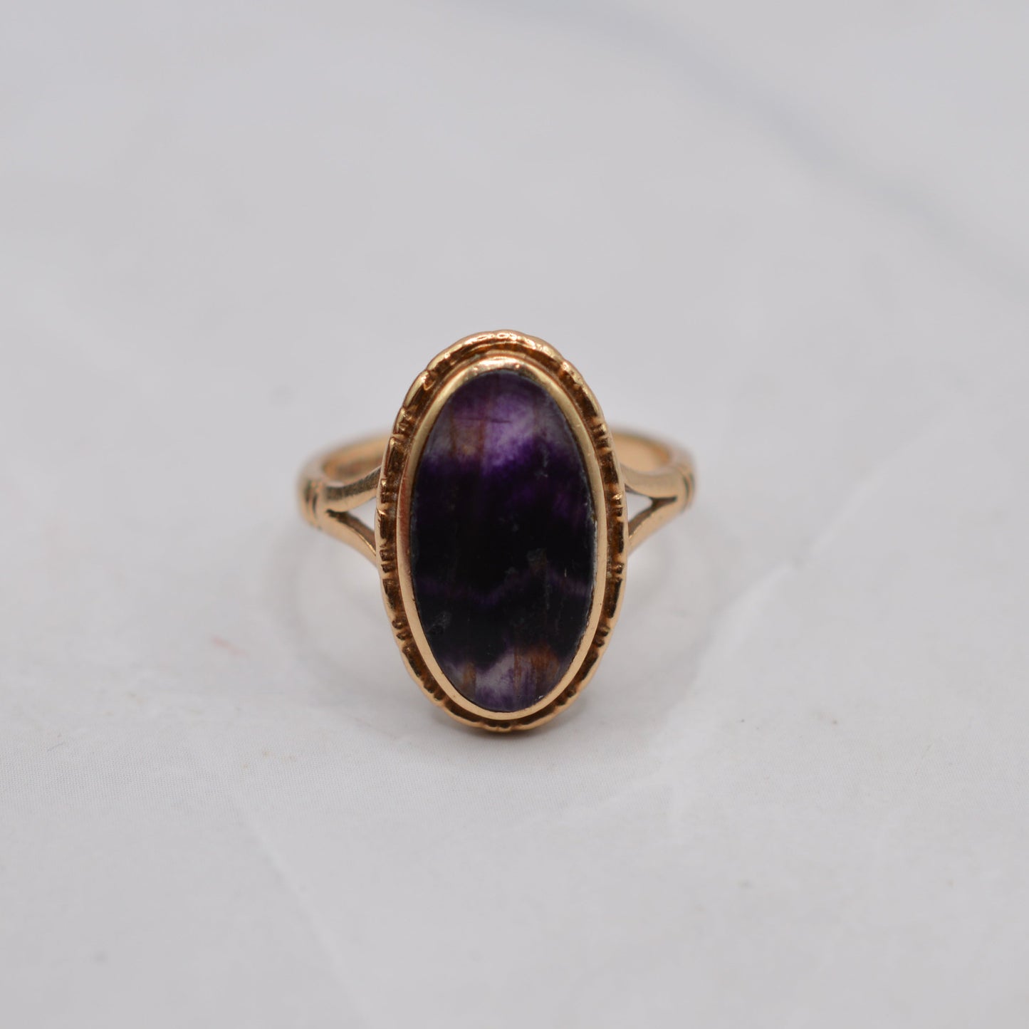 1970s Vintage 9ct Gold Blue John Ring