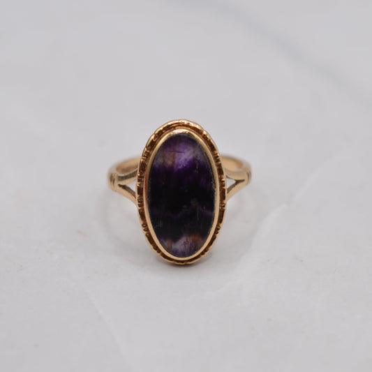 1970s Vintage 9ct Gold Blue John Ring