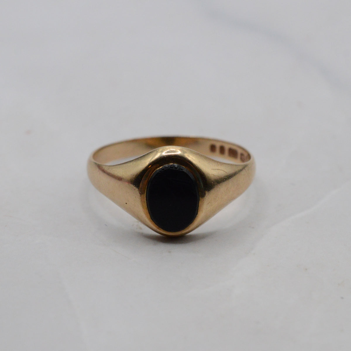 1980s 9ct Gold Onyx Signet Ring