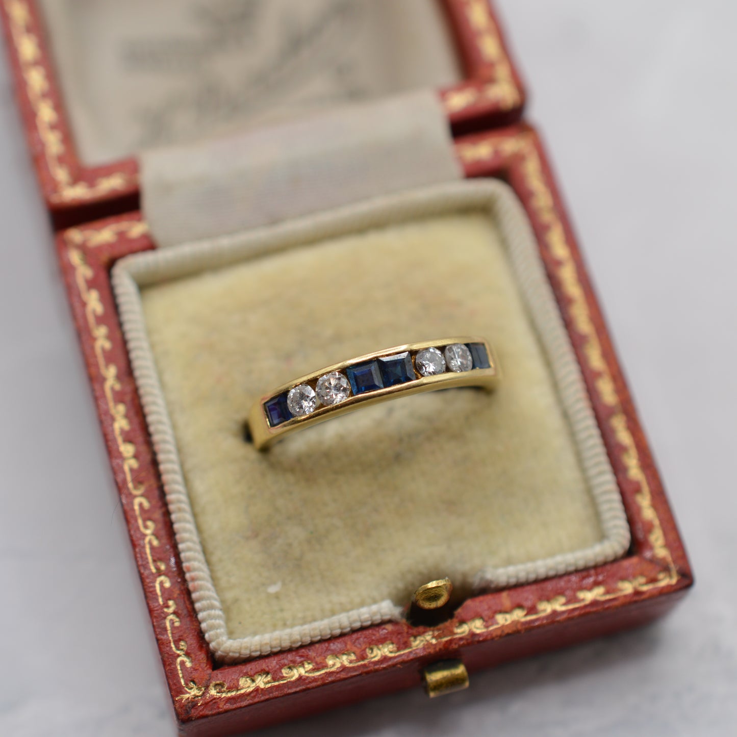 1990s 18ct Gold Sapphire & Diamond Half-Eternity Ring