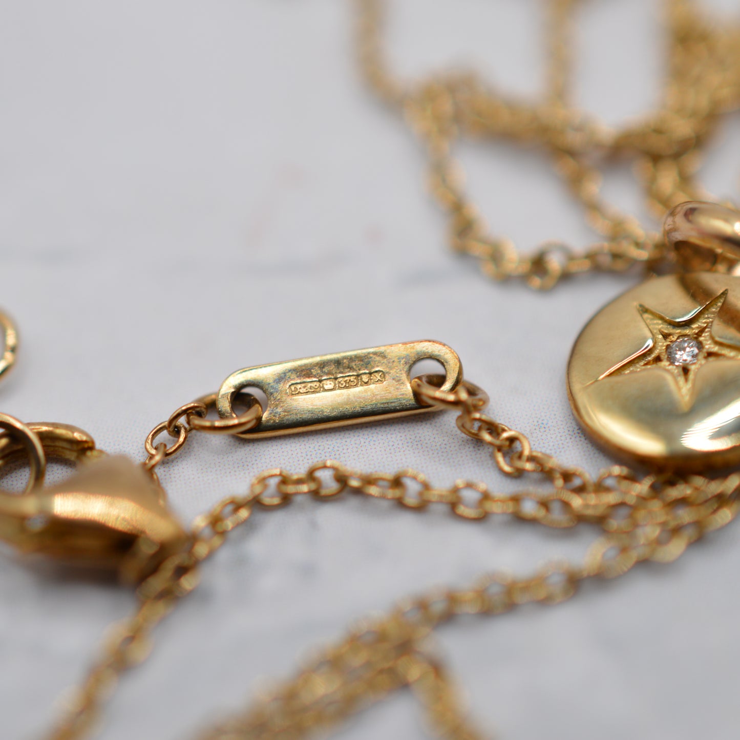 1997 Liberty London 9ct Gold Diamond Star-Set Pendant Necklace (18”)