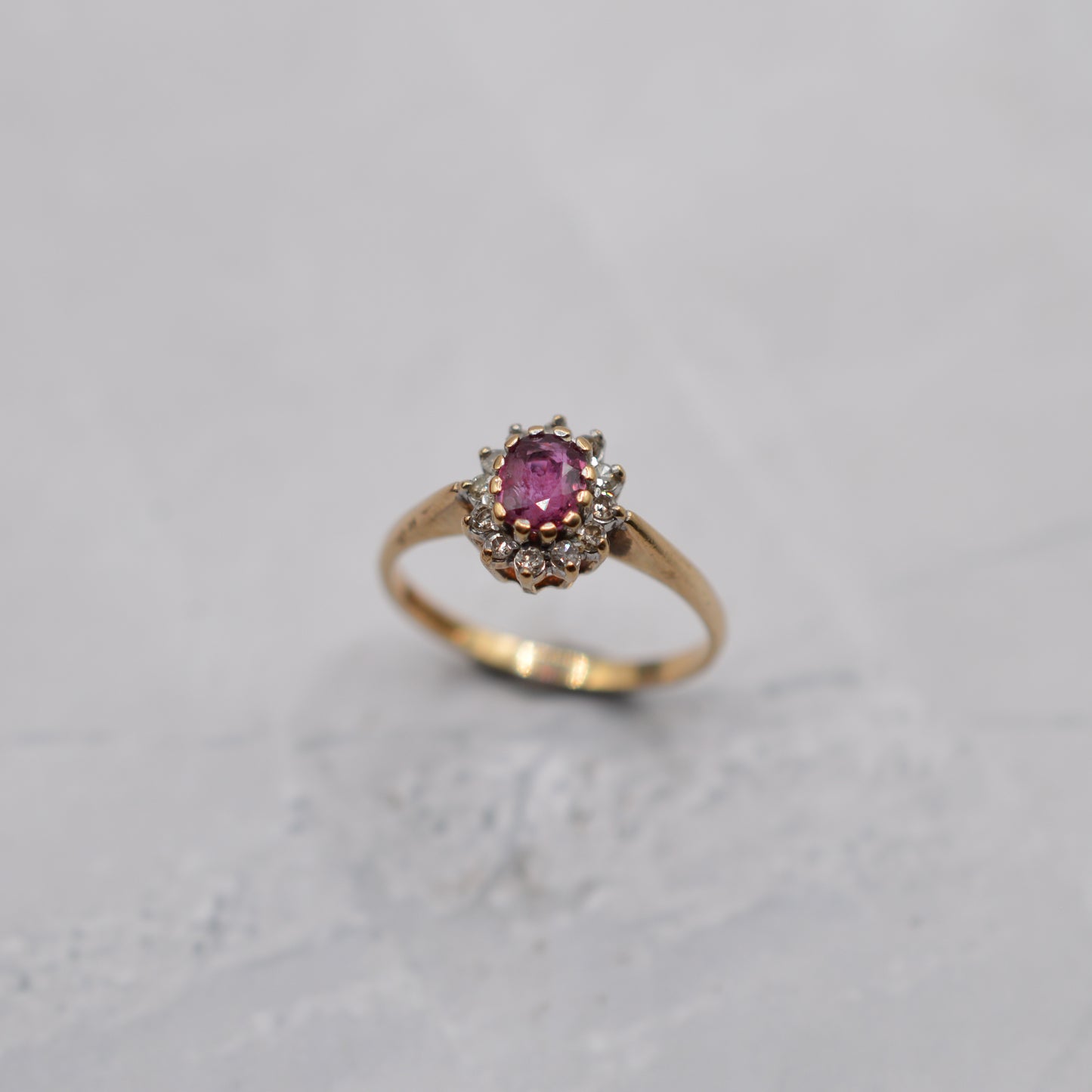 1980s 9ct Gold Ruby & Diamond Cluster Ring